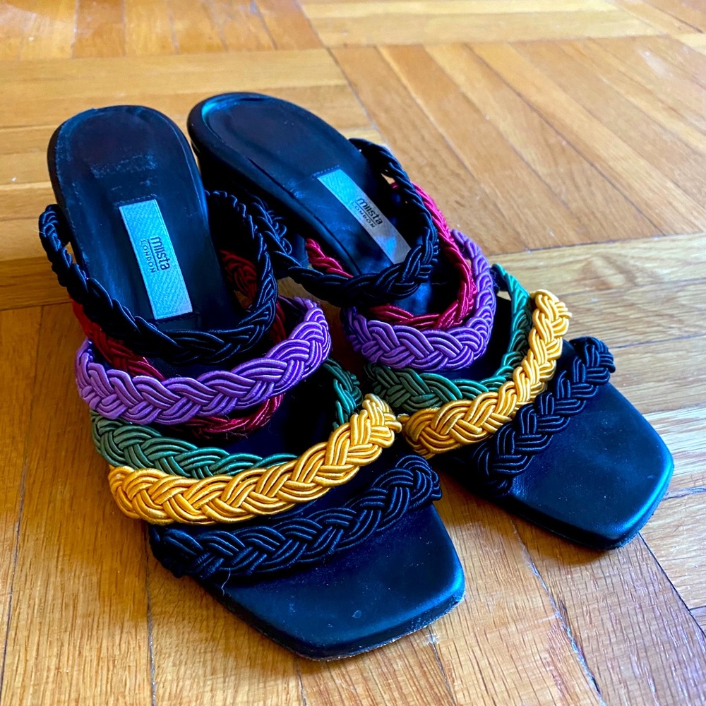 Miista high heeled color strap shoes